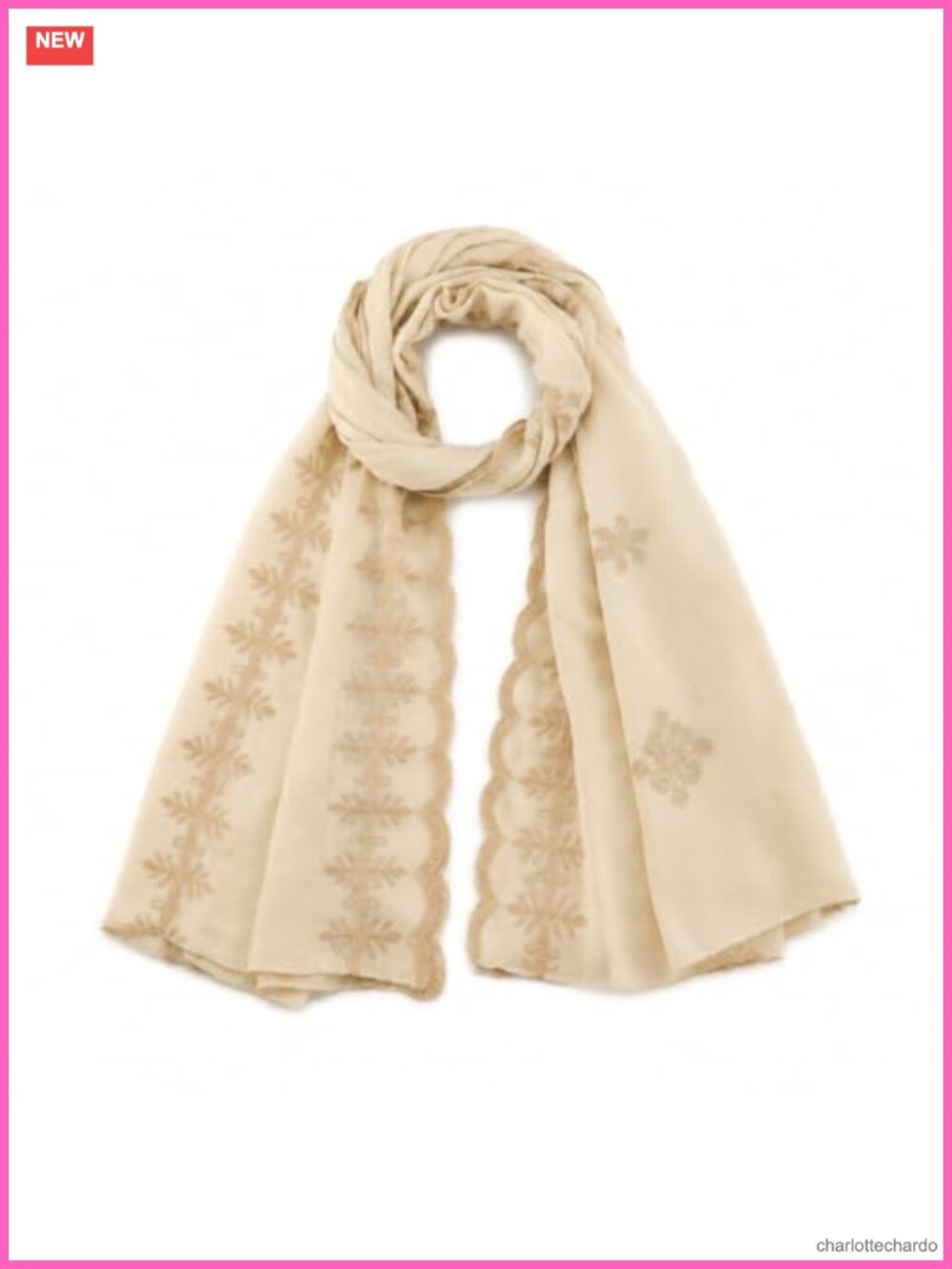 Floral Embroidered Pashmina Shawl Wrap โ 100% Polyester Women's Scarf